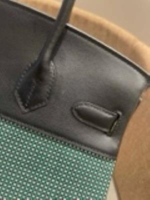 wholesale quality hermes birkin 25 swift green black toile quadrille ghw